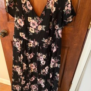 Torrid Black Maxi Dress with Pink Floral Pattern